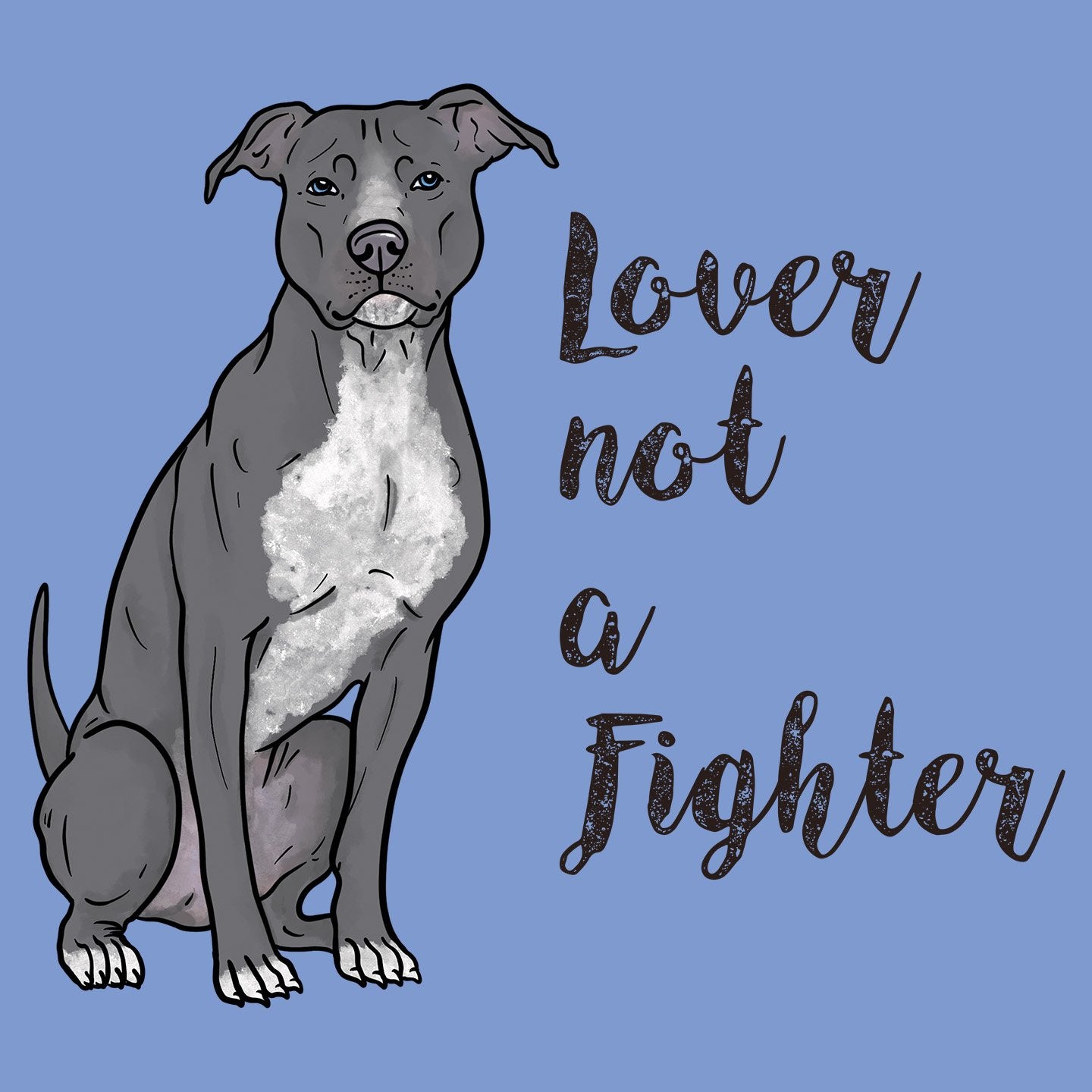 Grey Pit Bull Lover Not Fighter - Adult Tri-Blend T-Shirt