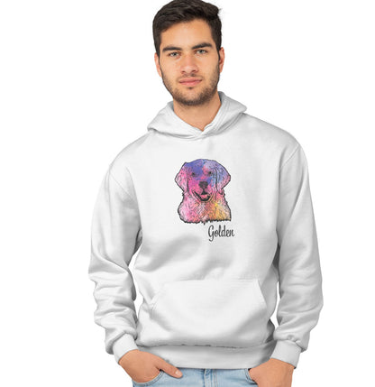 Animal Pride - Colorful Golden Retriever Headshot - Adult Unisex Hoodie Sweatshirt