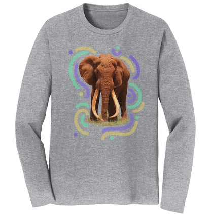 Wiggly Lines Elephant - Adult Unisex Long Sleeve T-Shirt