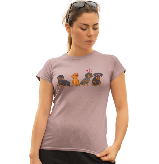 Animal Pride - Dachshund Love Line Up - Women's Fitted T-Shirt