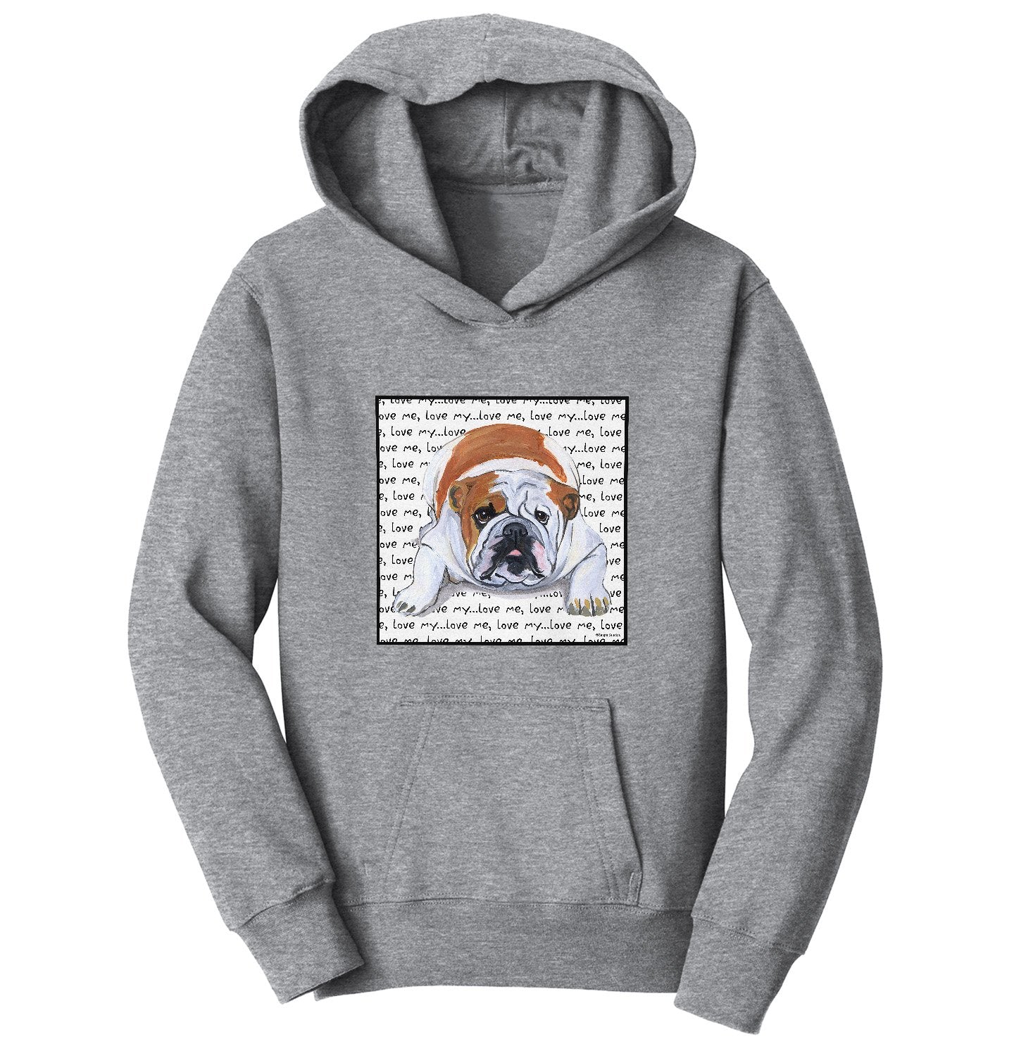 Bulldog Love Text - Kids' Unisex Hoodie Sweatshirt