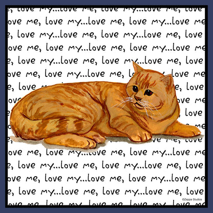 Orange Tabby Love Text - Adult Unisex T-Shirt