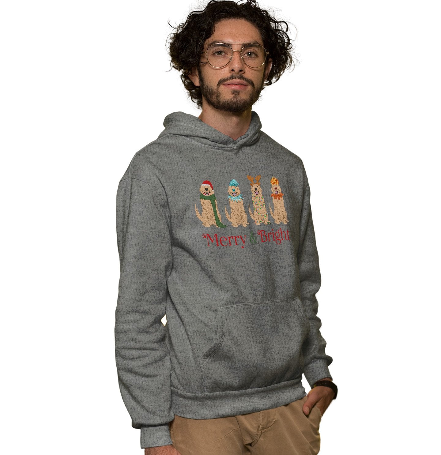 Golden Retriever Christmas Line Up - Adult Unisex Hoodie Sweatshirt