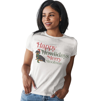 Merry Woofmas Dachshund - Women's Fitted T-Shirt