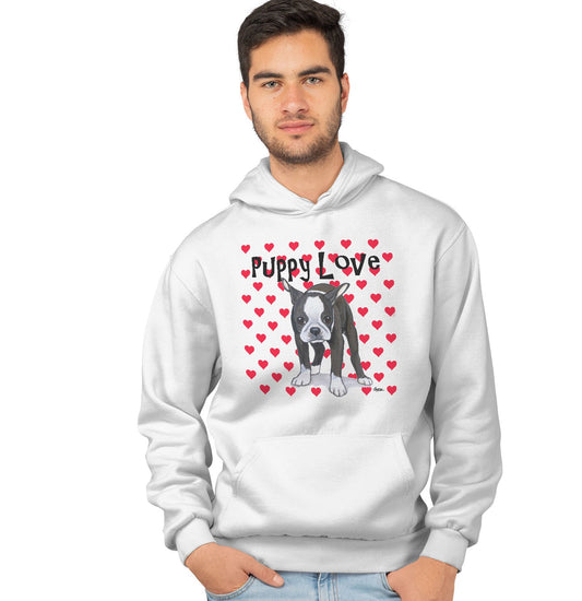 Animal Pride - Boston Terrier Puppy Love - Adult Unisex Hoodie Sweatshirt