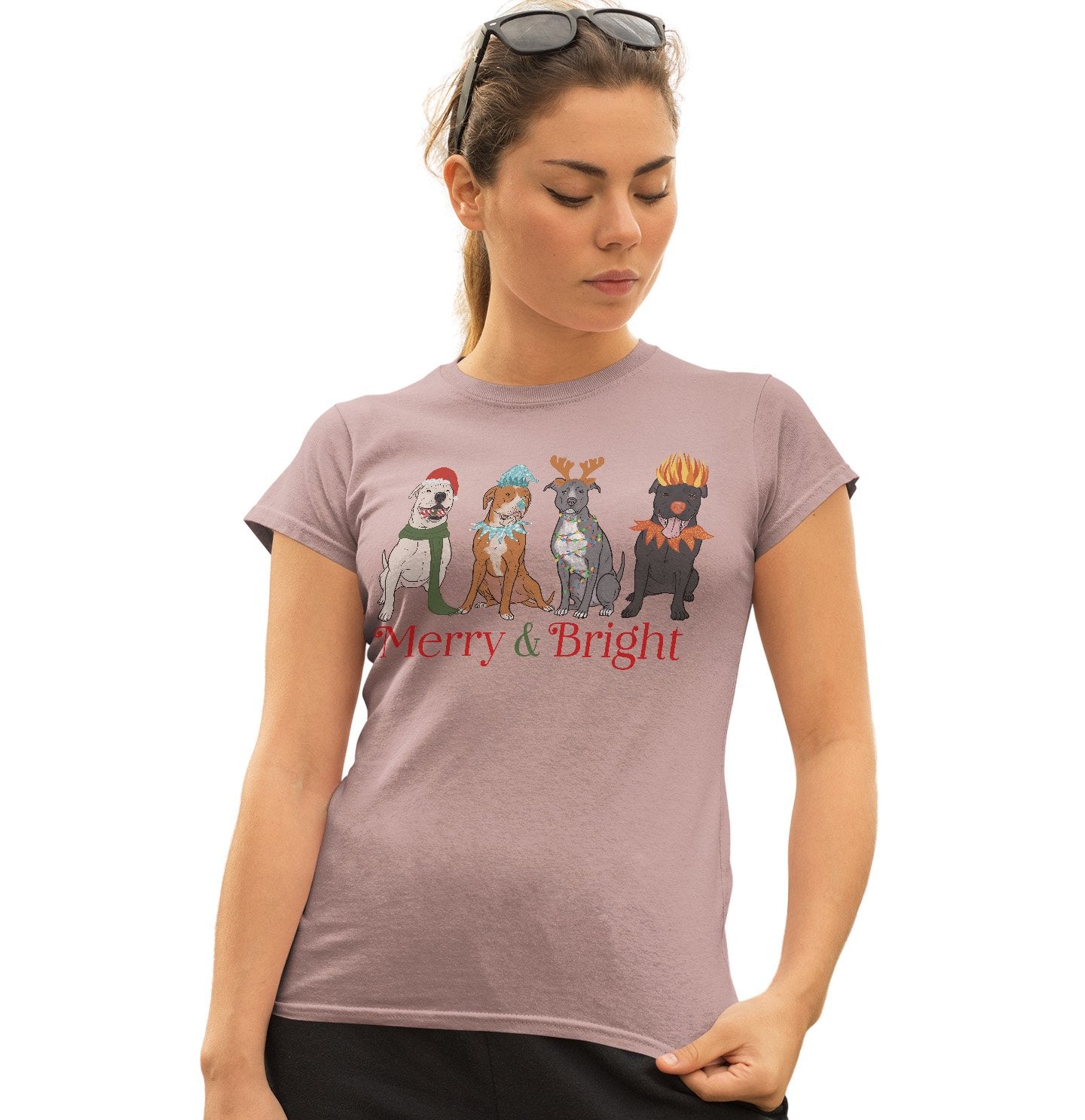 Animal Pride - Pit Bull Christmas Line Up - Women's Fitted T-Shirt