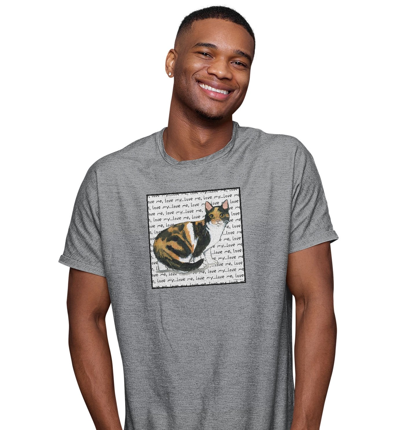 Calico Cat Love Text - Adult Unisex T-Shirt