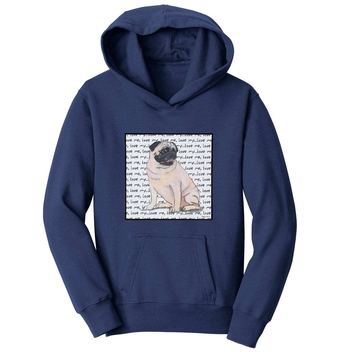 Animal Pride - Pug Love Text - Kids' Unisex Hoodie Sweatshirt