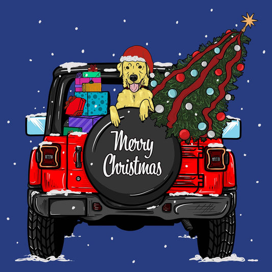 Christmas Jeep Yellow Lab - Women's Fitted T-Shirt