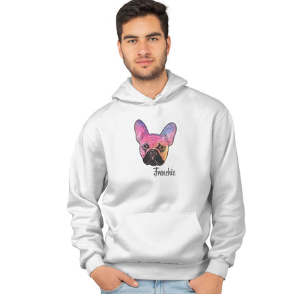 Animal Pride - Colorful Frenchie Headshot - Adult Unisex Hoodie Sweatshirt