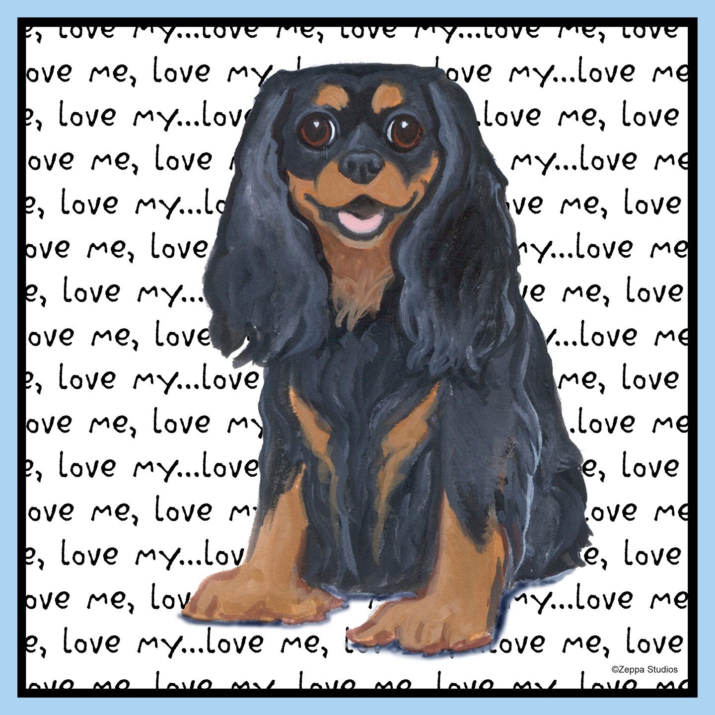 Black & Tan Cavalier Love Text - Adult Unisex T-Shirt