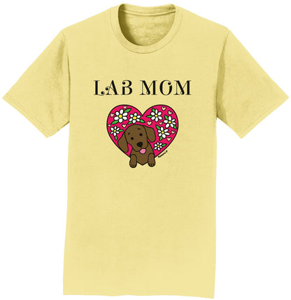 Flower Heart Chocolate Lab Mom - Adult Unisex T-Shirt