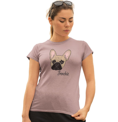 Tan Frenchie Headshot - Women's Fitted T-Shirt