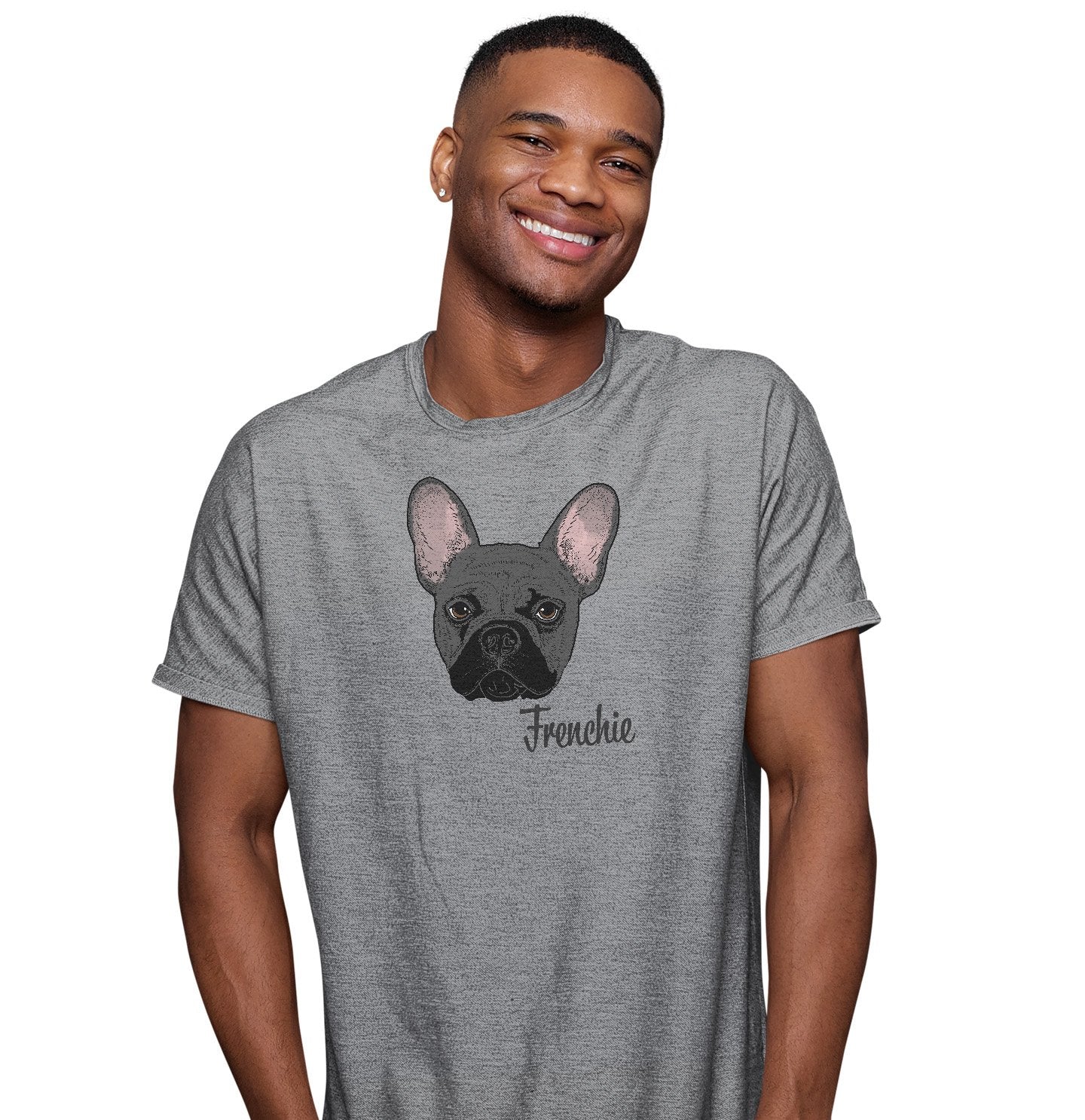 Grey Frenchie Headshot - Adult Unisex T-Shirt