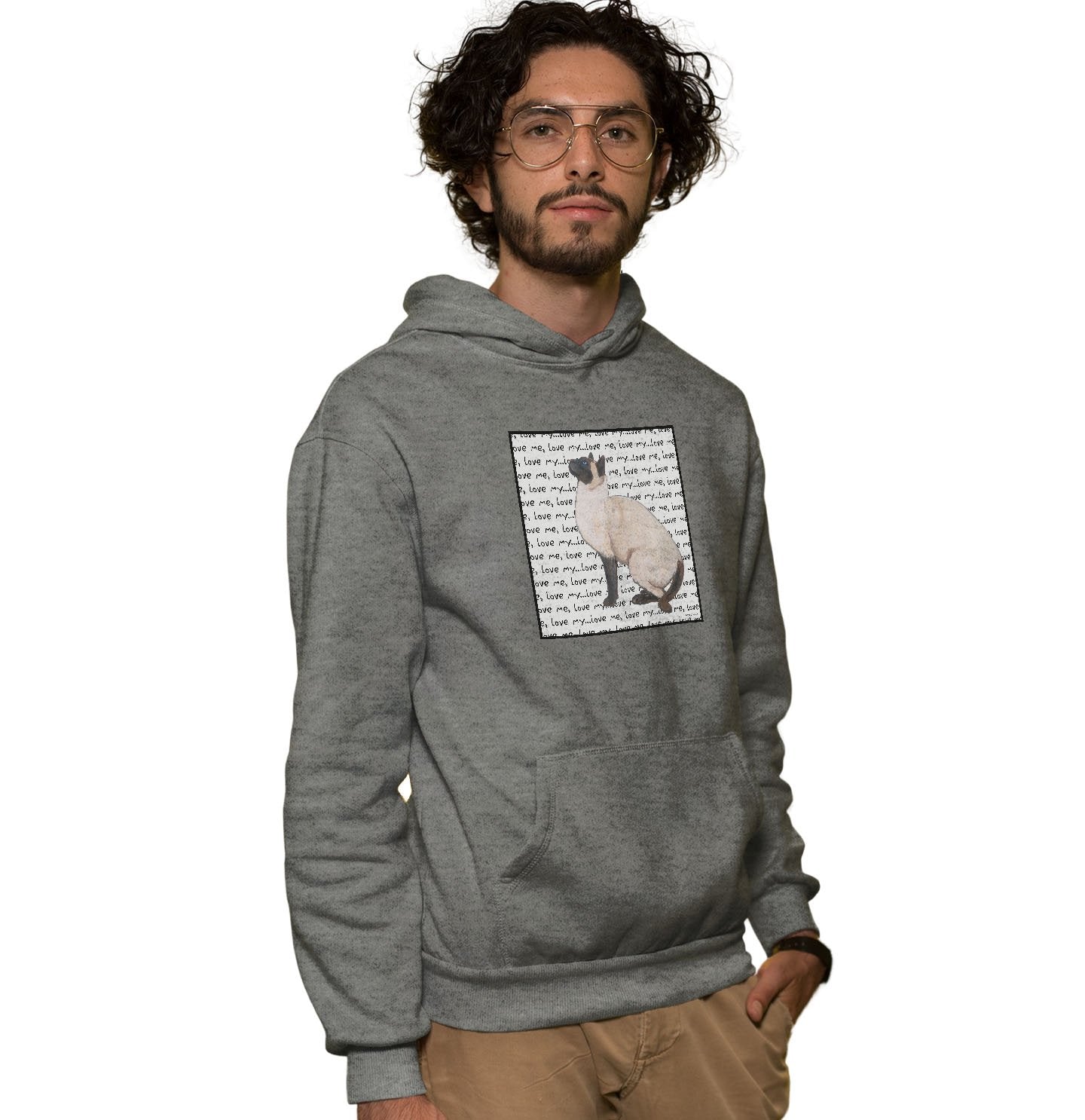 Animal Pride - Siamese Love Text - Adult Unisex Hoodie Sweatshirt