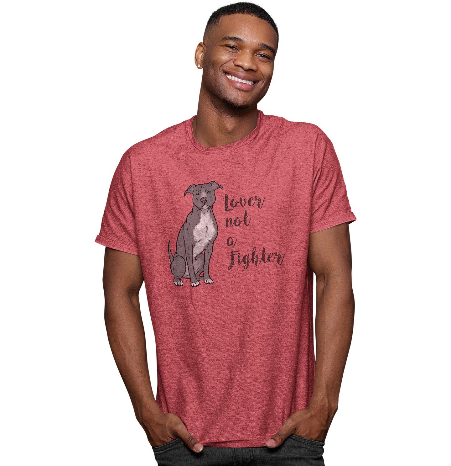 Grey Pit Bull Lover Not Fighter - Adult Tri-Blend T-Shirt