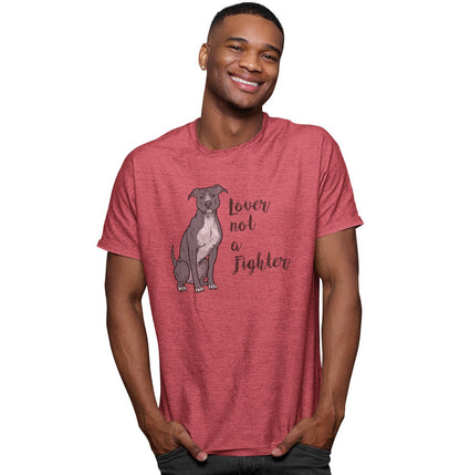 Grey Pit Bull Lover Not Fighter - Adult Tri-Blend T-Shirt