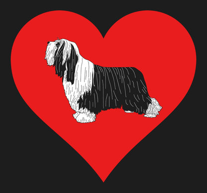 Bearded Collie on Heart Left Chest - Women's Full-Zip Hoodie Sweatshirt