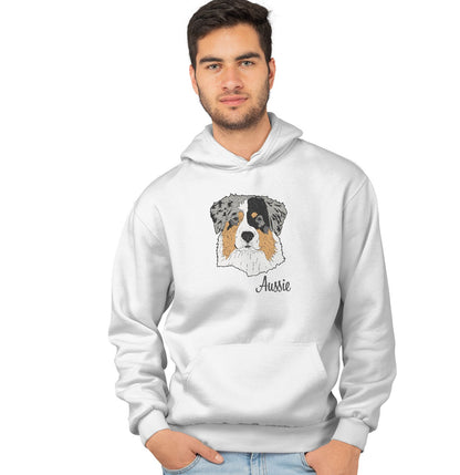 Animal Pride - Blue Merle Aussie Headshot - Adult Unisex Hoodie Sweatshirt