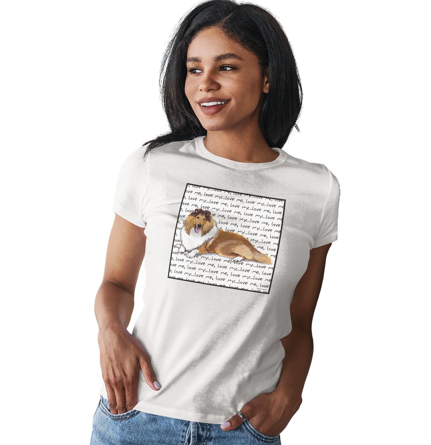Collie Love Text - Women's Fitted T-Shirt