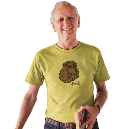 Brown Poodle Headshot - Adult Unisex T-Shirt