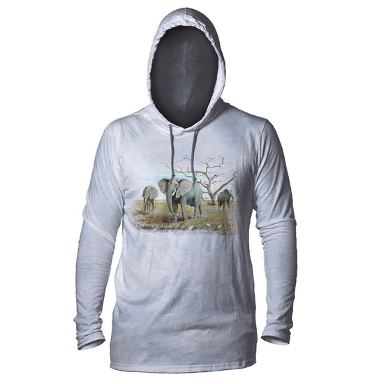 The Mountain - Three African Elephants - Adult Unisex Lightweight Hoodie