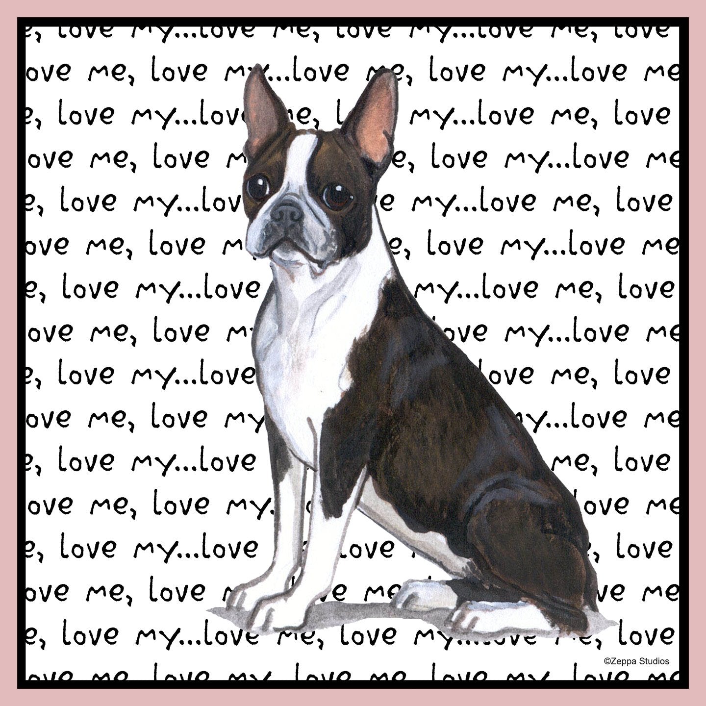 Boston Terrier Love Text - Women's Fitted T-Shirt