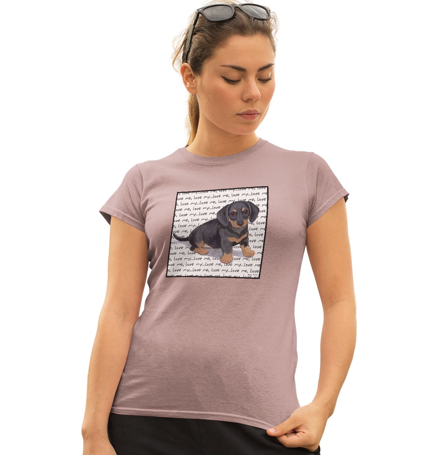 Dachshund Puppy Love Text - Women's Fitted T-Shirt