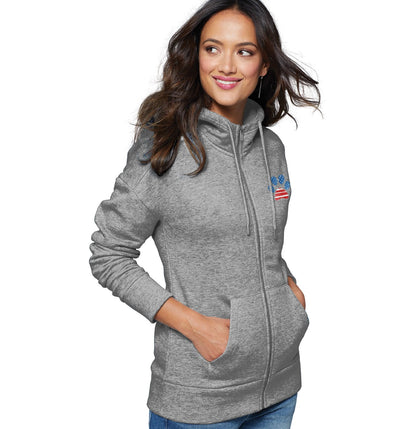 Animal Pride - Pawtriotic Pawprint - Women's Full-Zip Hoodie Sweatshirt