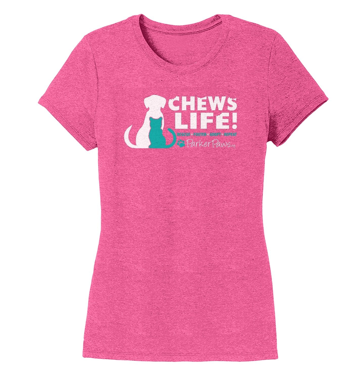 Parker Paws Logo Chews Life - Women's Tri-Blend T-Shirt