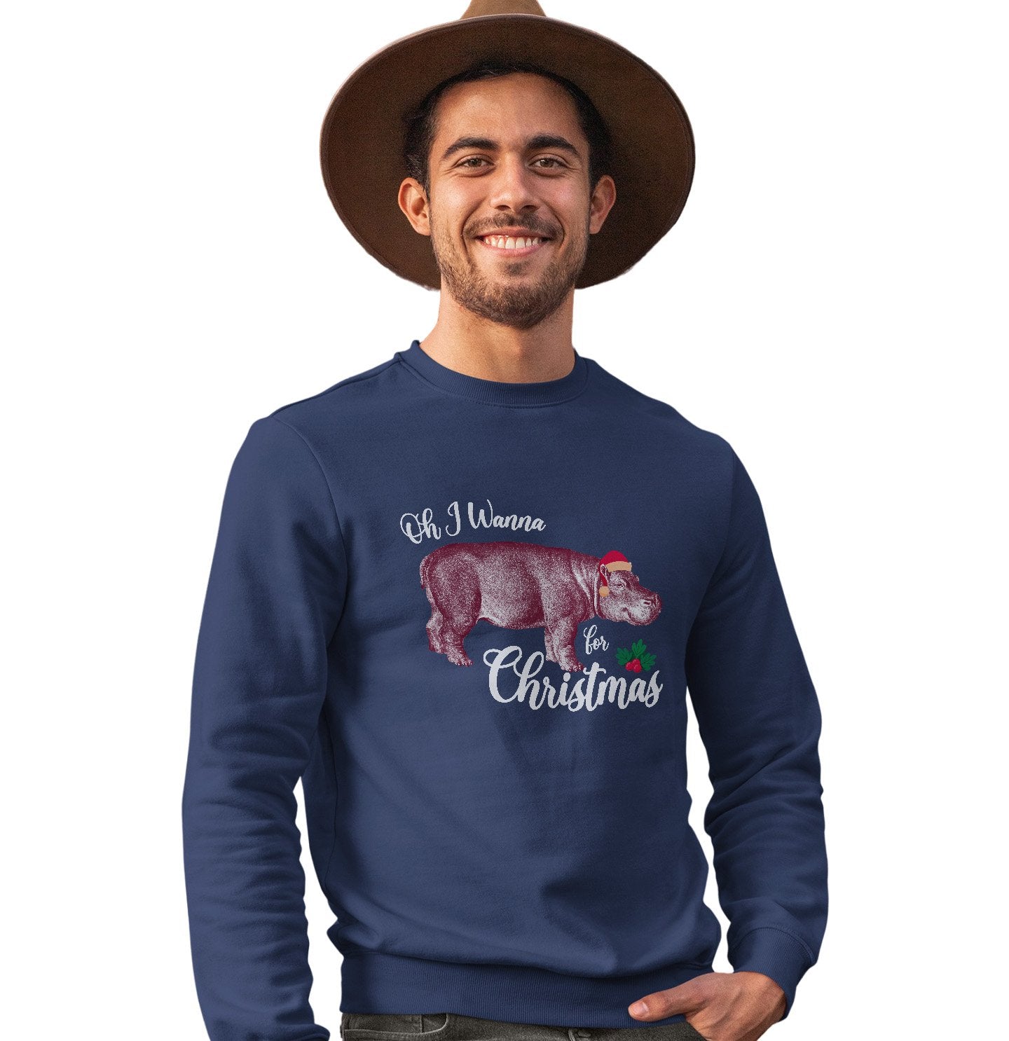 Animal Pride - Hippopotamus for Christmas - Adult Unisex Crewneck Sweatshirt