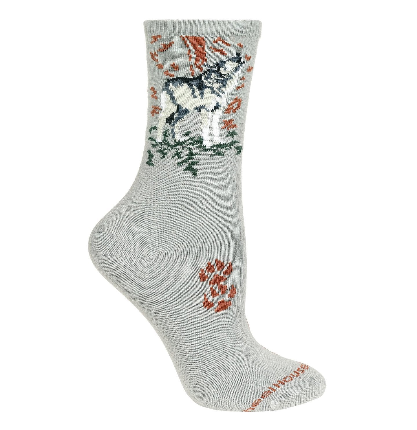 Animal Pride - Wolf on Grey - Adult Cotton Crew Socks