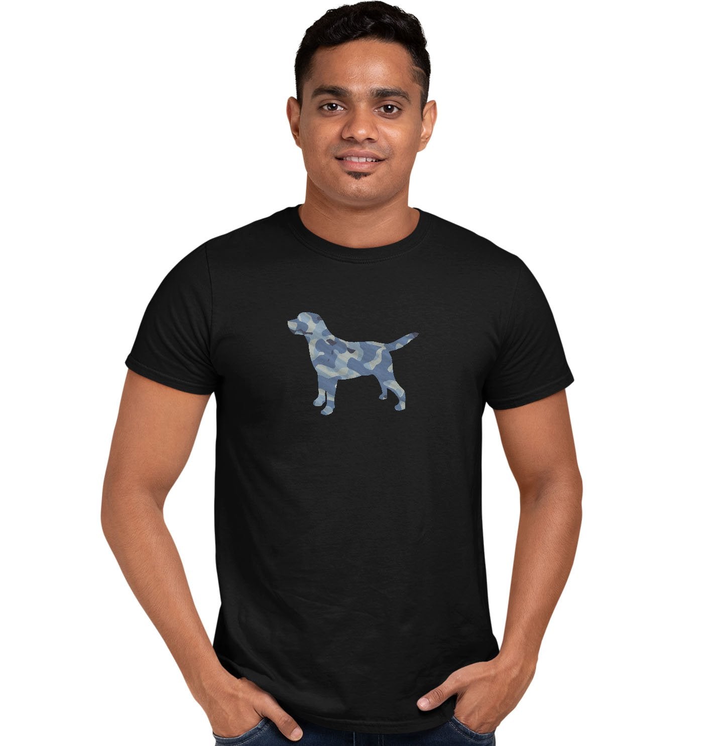 Labrador Silhouette Blue Camouflage - Adult Unisex T-Shirt