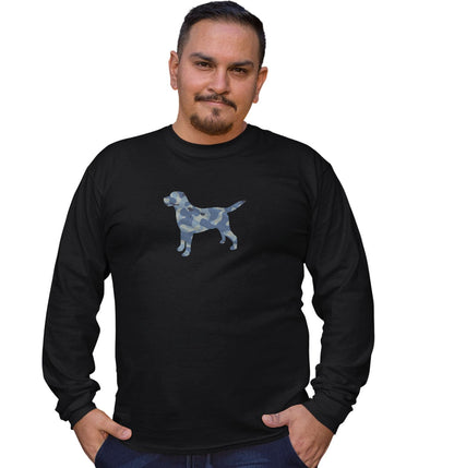 Labrador Silhouette Blue Camouflage - Adult Unisex Long Sleeve T-Shirt