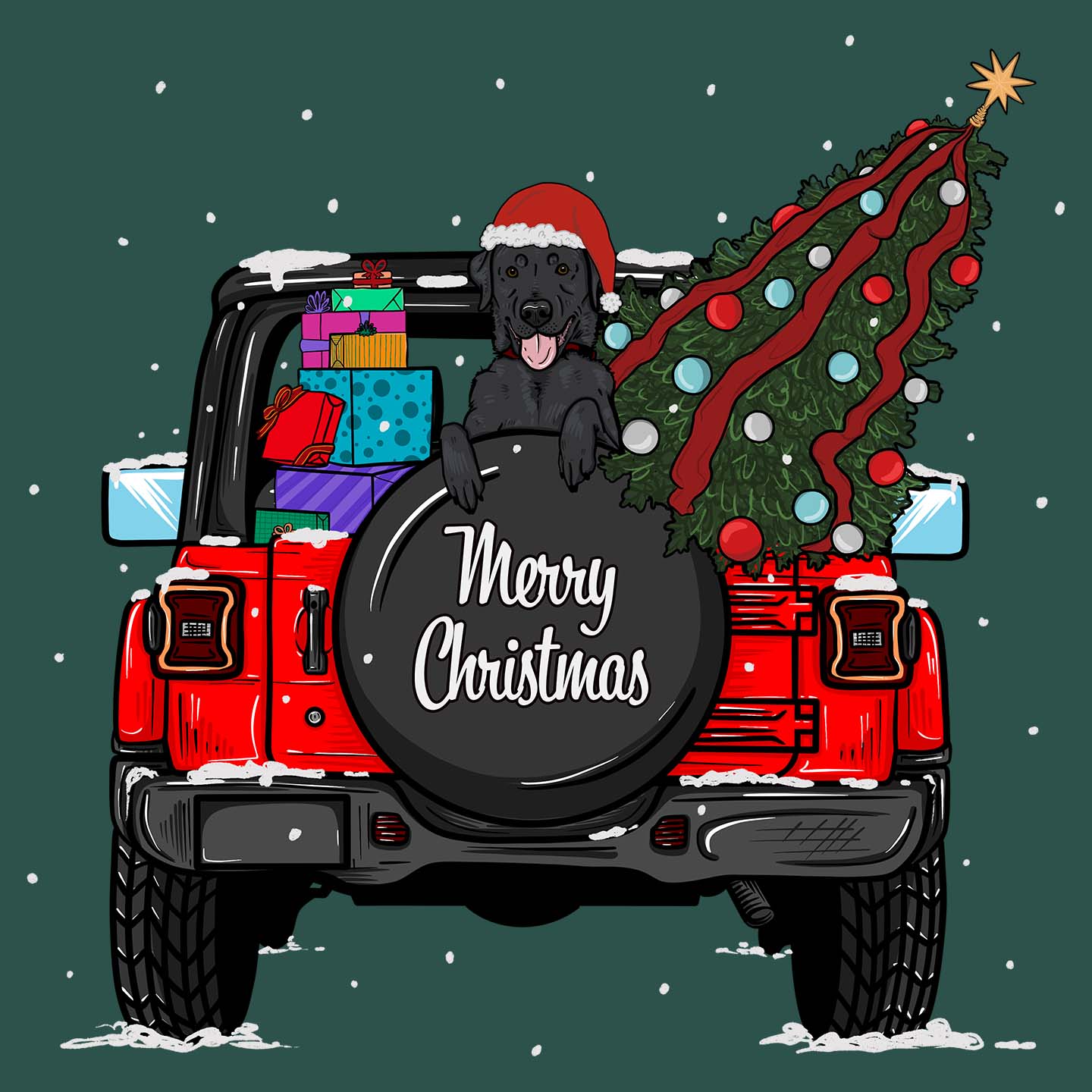 Christmas Jeep Black Lab - Women's Fitted T-Shirt