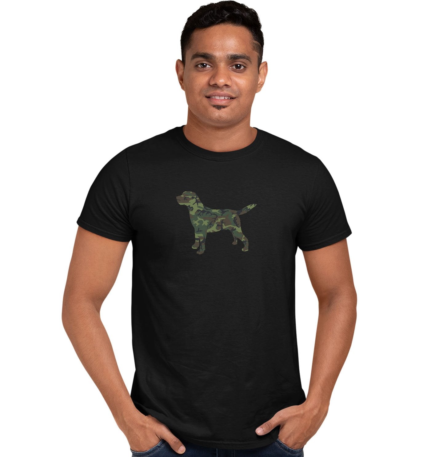 Labrador Silhouette Woodland Camouflage - Adult Unisex T-Shirt