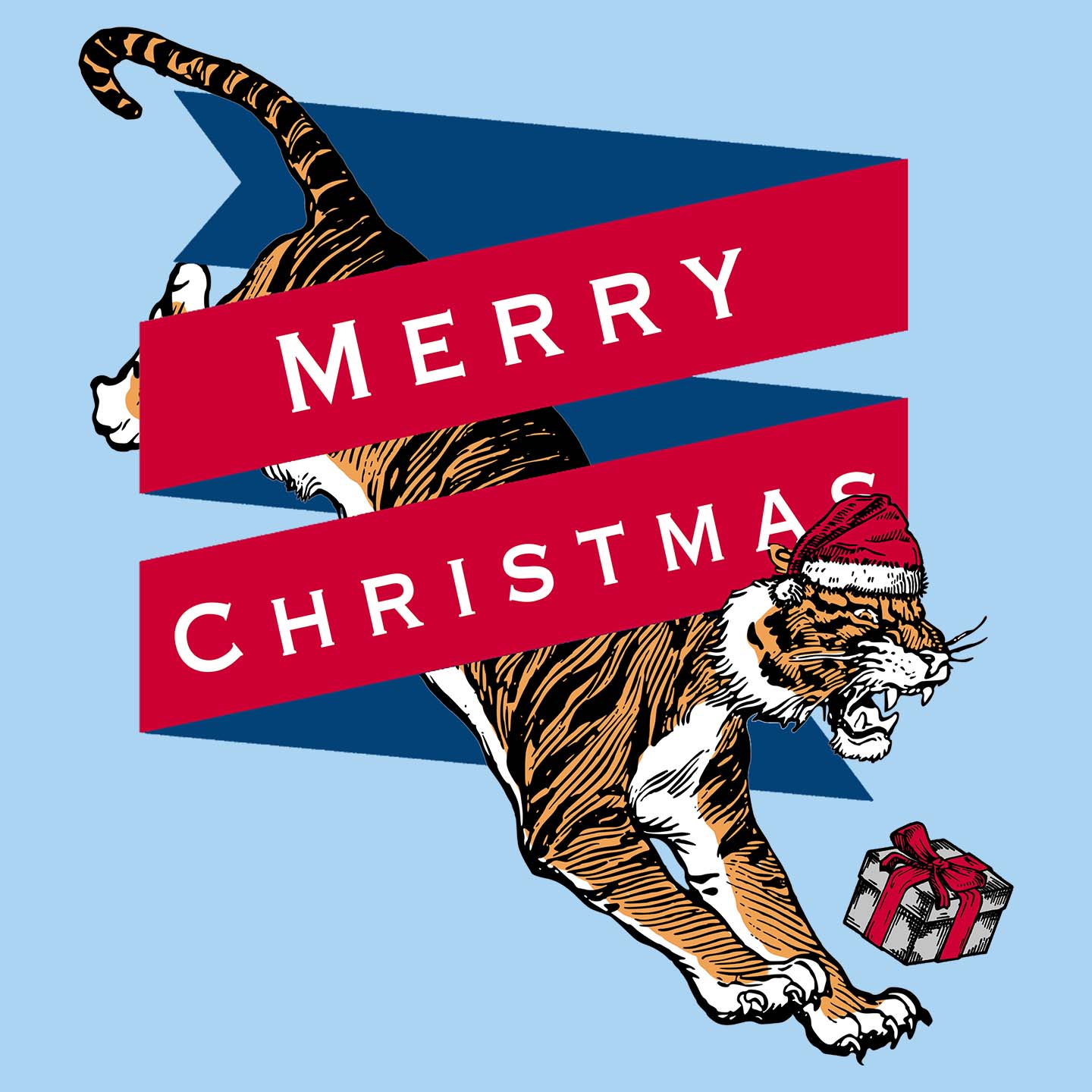 Merry Christmas Tiger - Women's Fitted T-Shirt