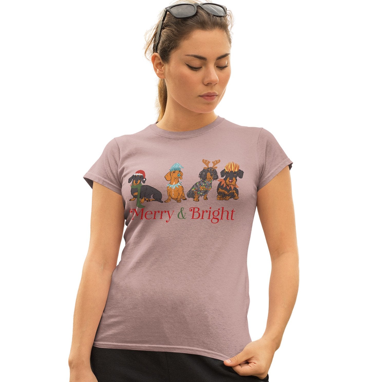 Animal Pride - Dachshund Christmas Line Up - Women's Fitted T-Shirt