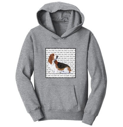 Basset Hound Love Text - Kids' Unisex Hoodie Sweatshirt