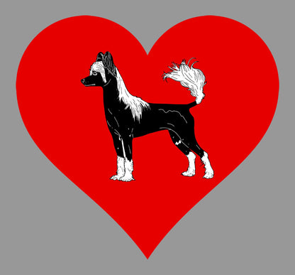 Chinese Crested Dog on Heart Left Chest - Women's Full-Zip Hoodie Sweatshirt