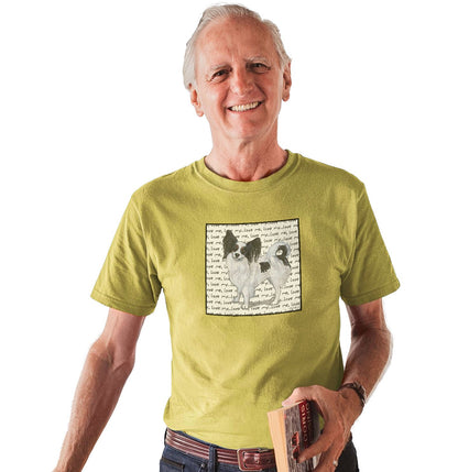 Tri-Color Papillon Love Text - Adult Unisex T-Shirt