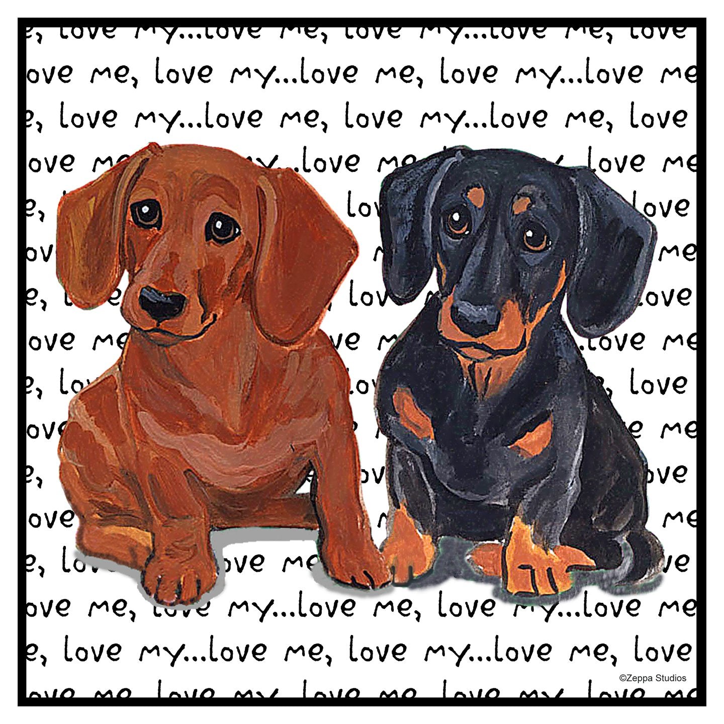 Dachshund Love Text - Adult Unisex T-Shirt