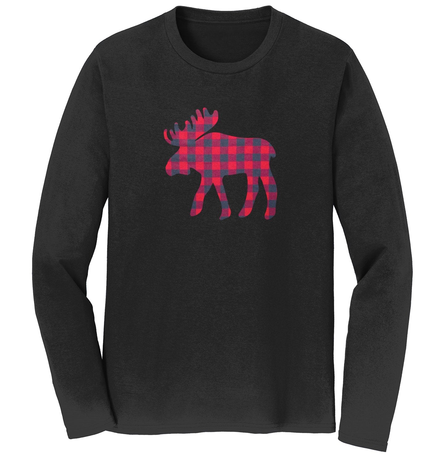 Plaid Moose - Adult Unisex Long Sleeve T-Shirt