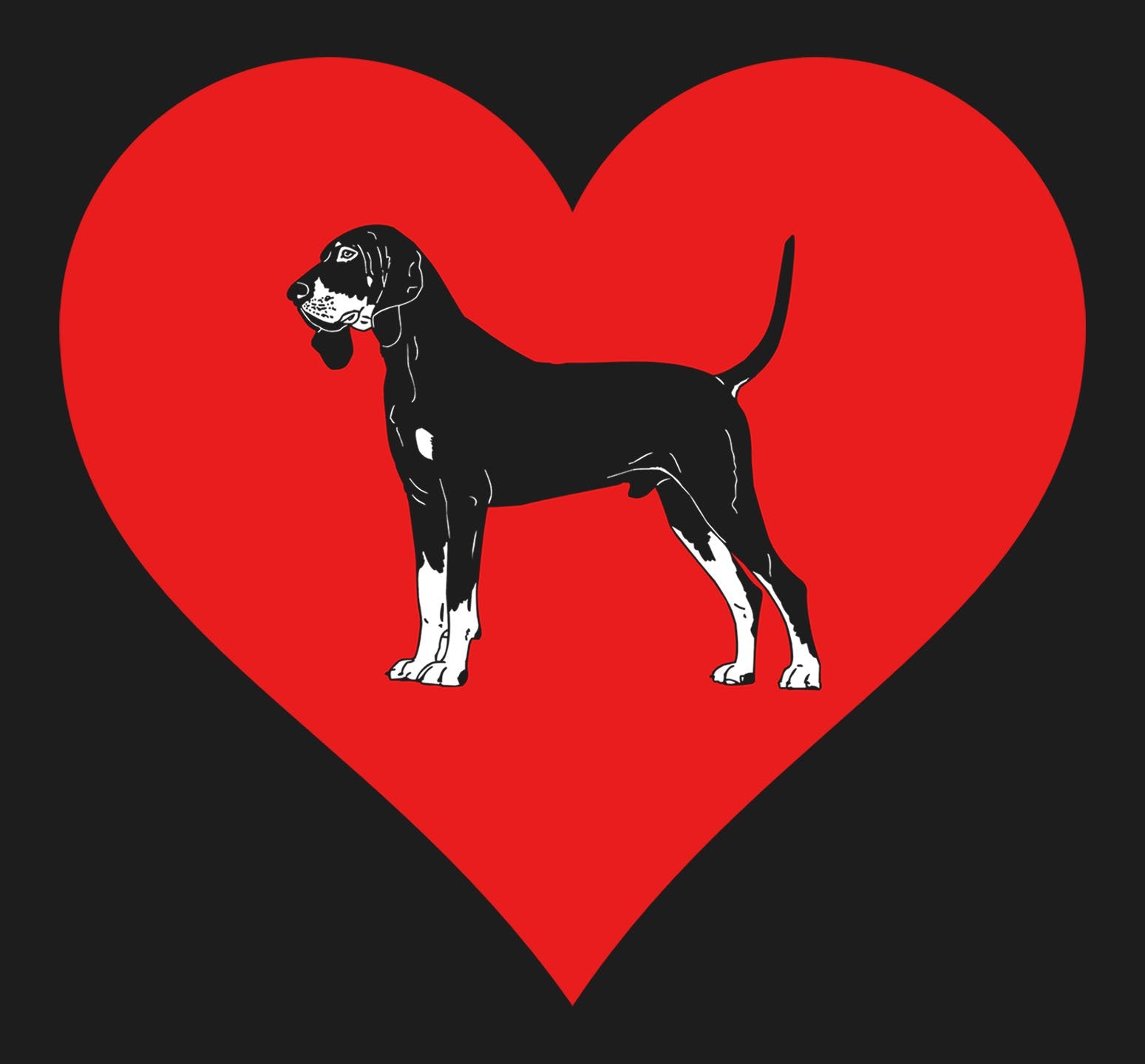 Black and Tan Coonhound on Heart Left Chest - Women's Full-Zip Hoodie Sweatshirt
