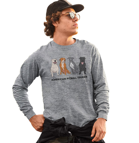 Animal Pride - American Pit Bull Terrier Line Up - Adult Unisex Long Sleeve T-Shirt