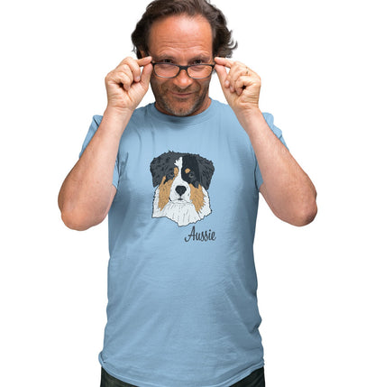 Tri-Color Aussie Headshot - Adult Unisex T-Shirt