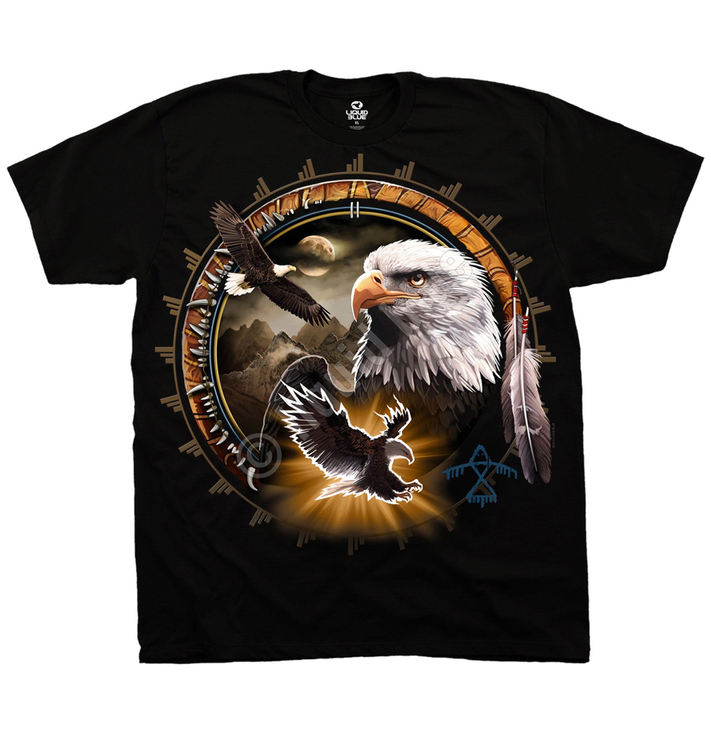 Liquid Blue - Eagle Dreamcatcher - Adult Unisex T-Shirt