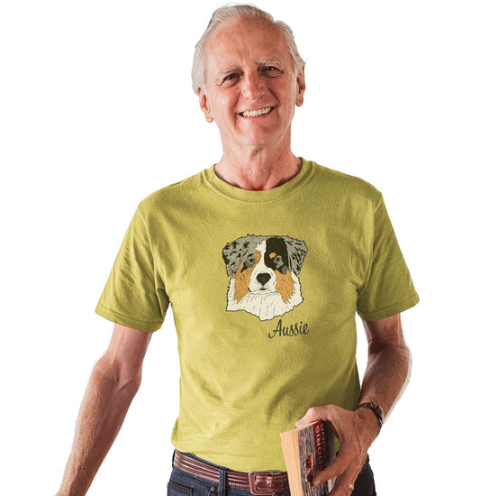 Animal Pride - Blue Merle Aussie Headshot - Adult Unisex T-Shirt