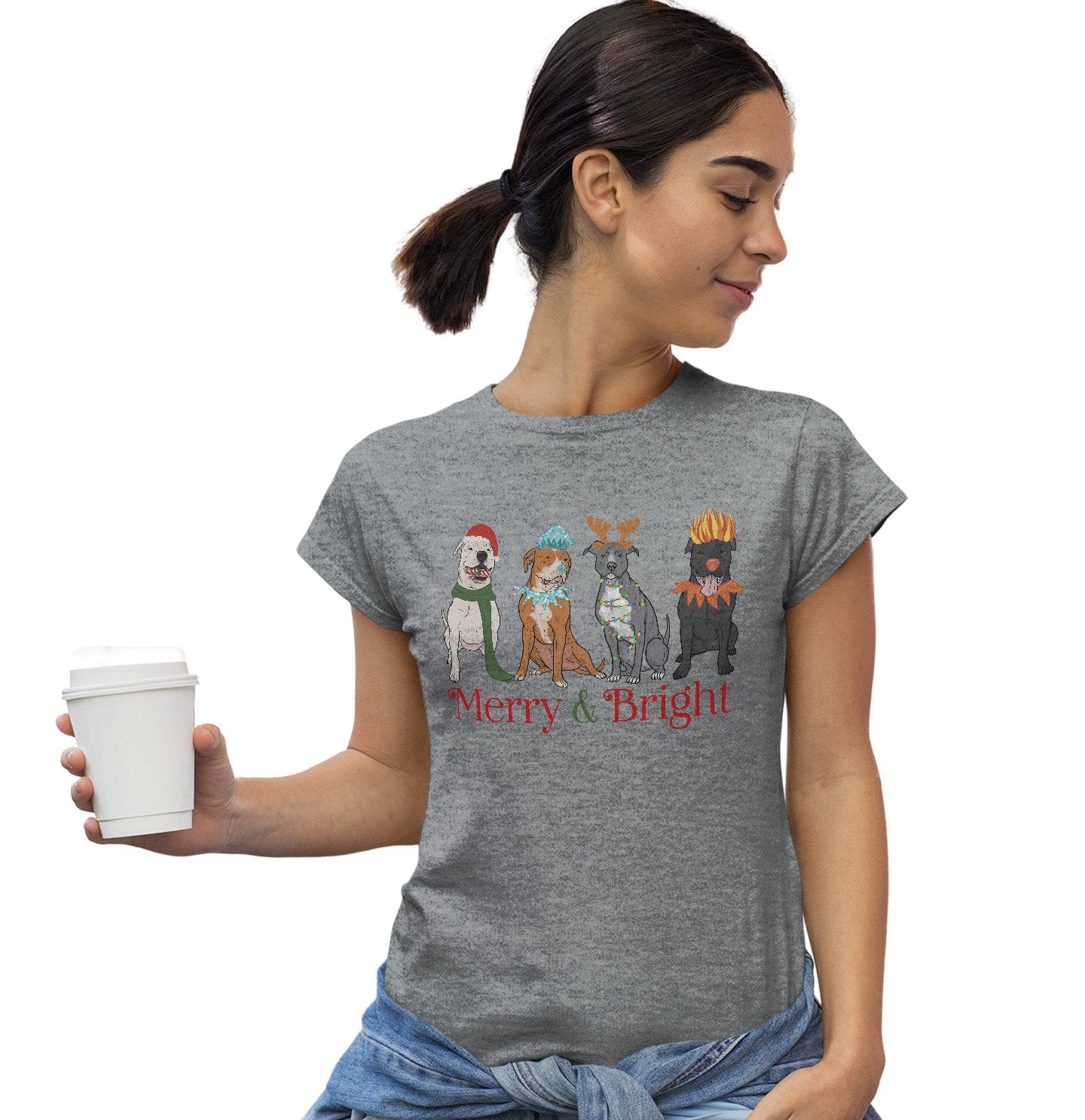 Pit Bull Christmas Line Up - Women's Fitted T-Shirt