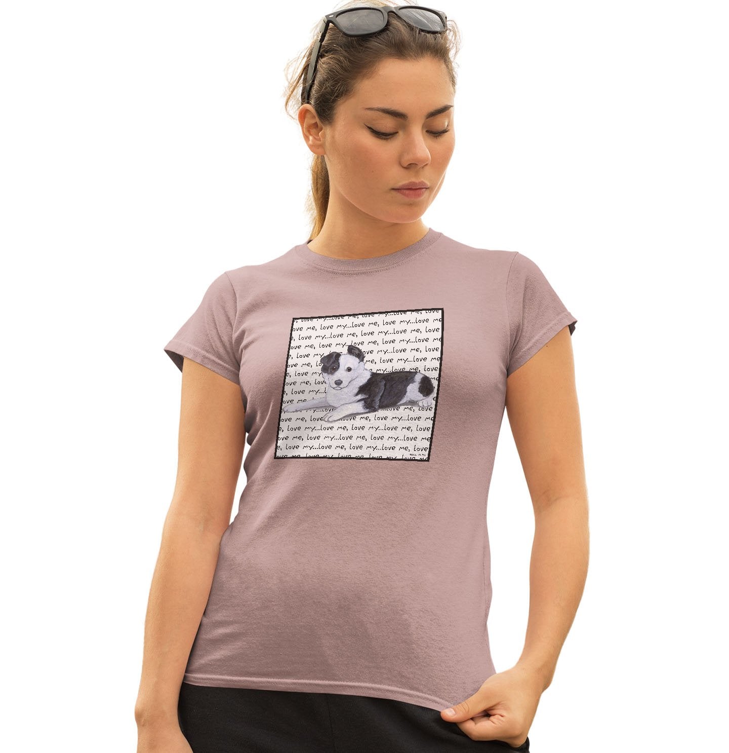 Border Collie Puppy Love Text - Women's Fitted T-Shirt